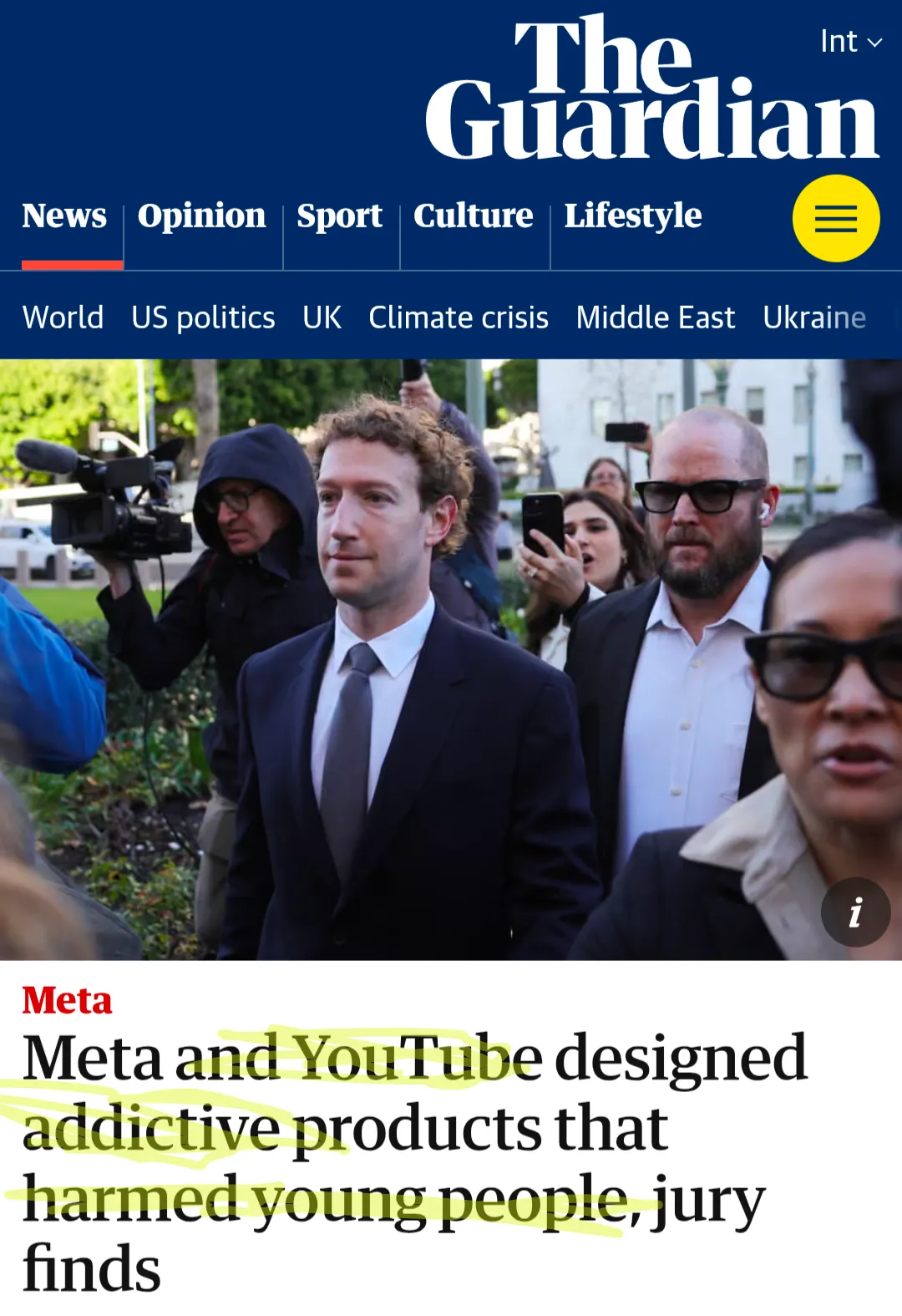 The Guardian report on Meta and YouTube addiction